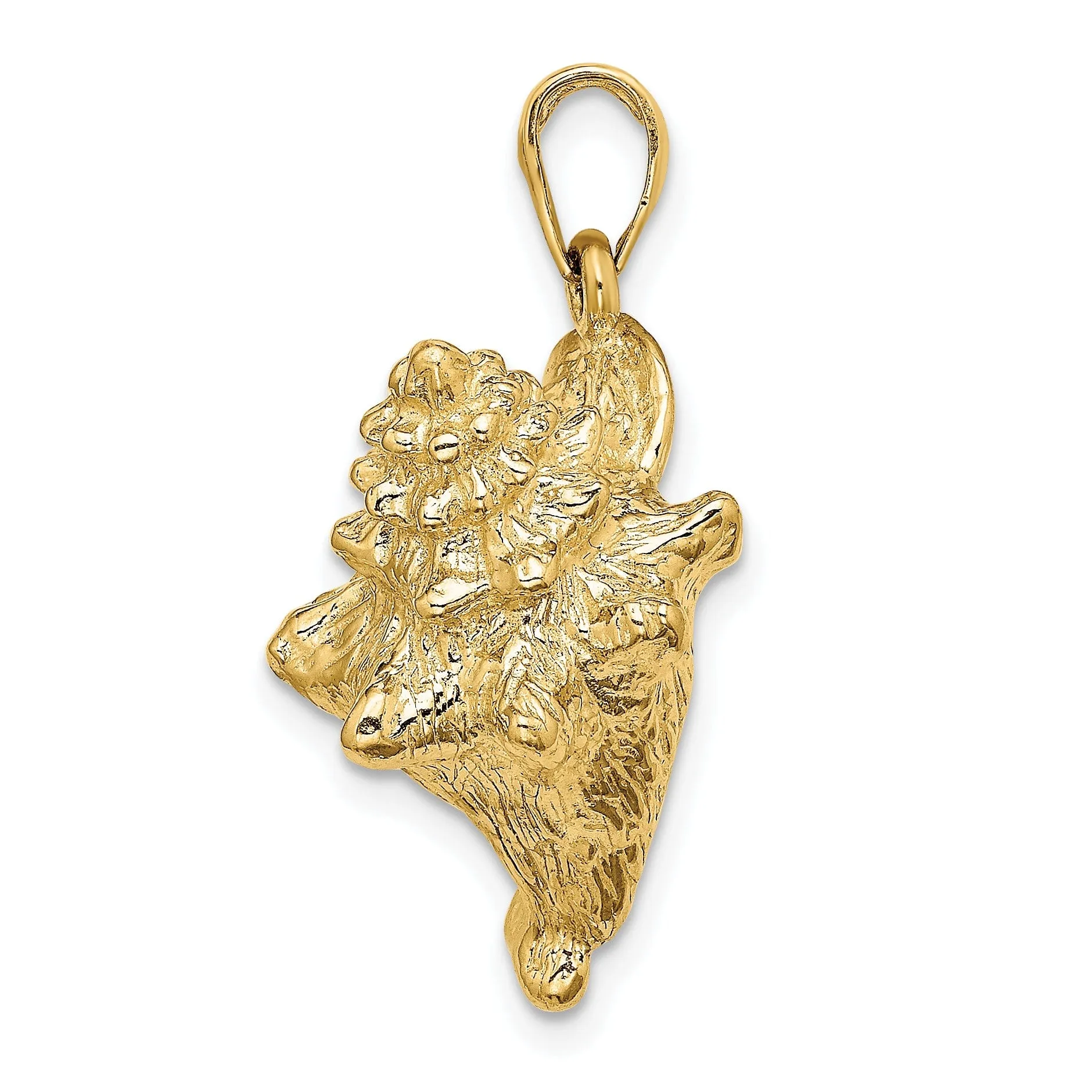 14K Yellow Gold Polish Finish 3-Dimensional Conch Shell Charm Pendant