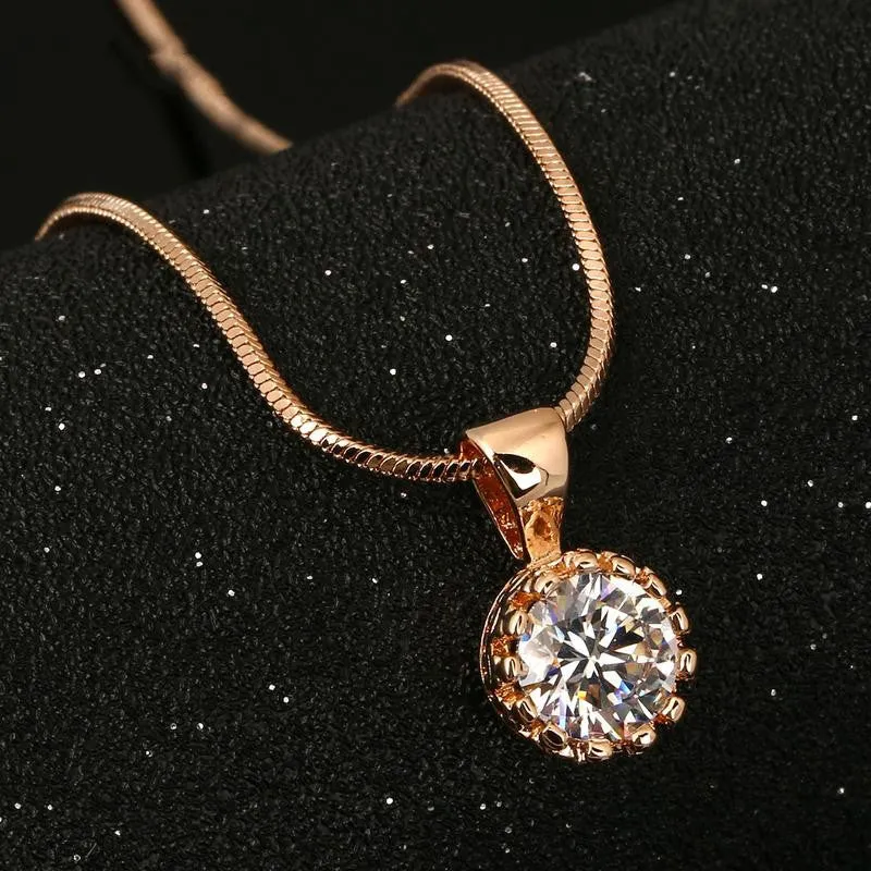 Brand Unique Crown Cubic Zirconia Necklaces &Pendants Silver/Rose Gold Plated Chain Fashion Jewelry For Women