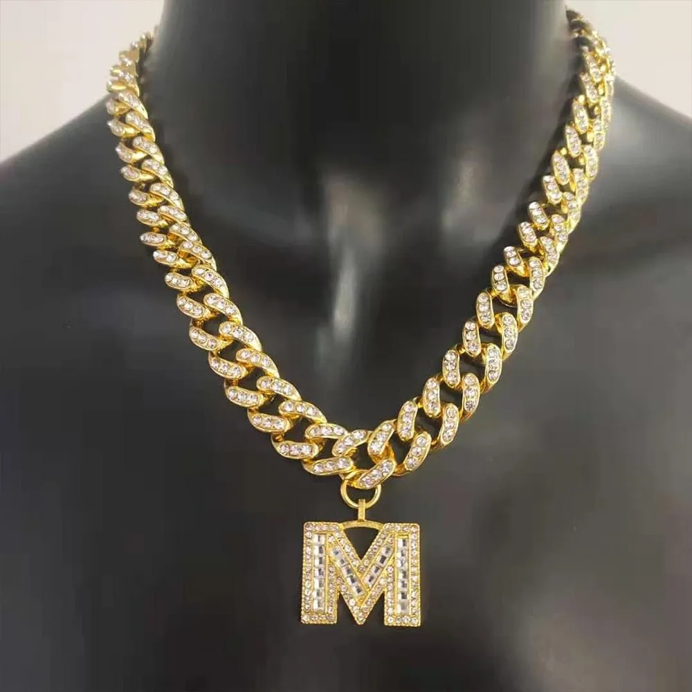 Initial Pendant Letter Necklace Stainless Steel for Women Link Chain