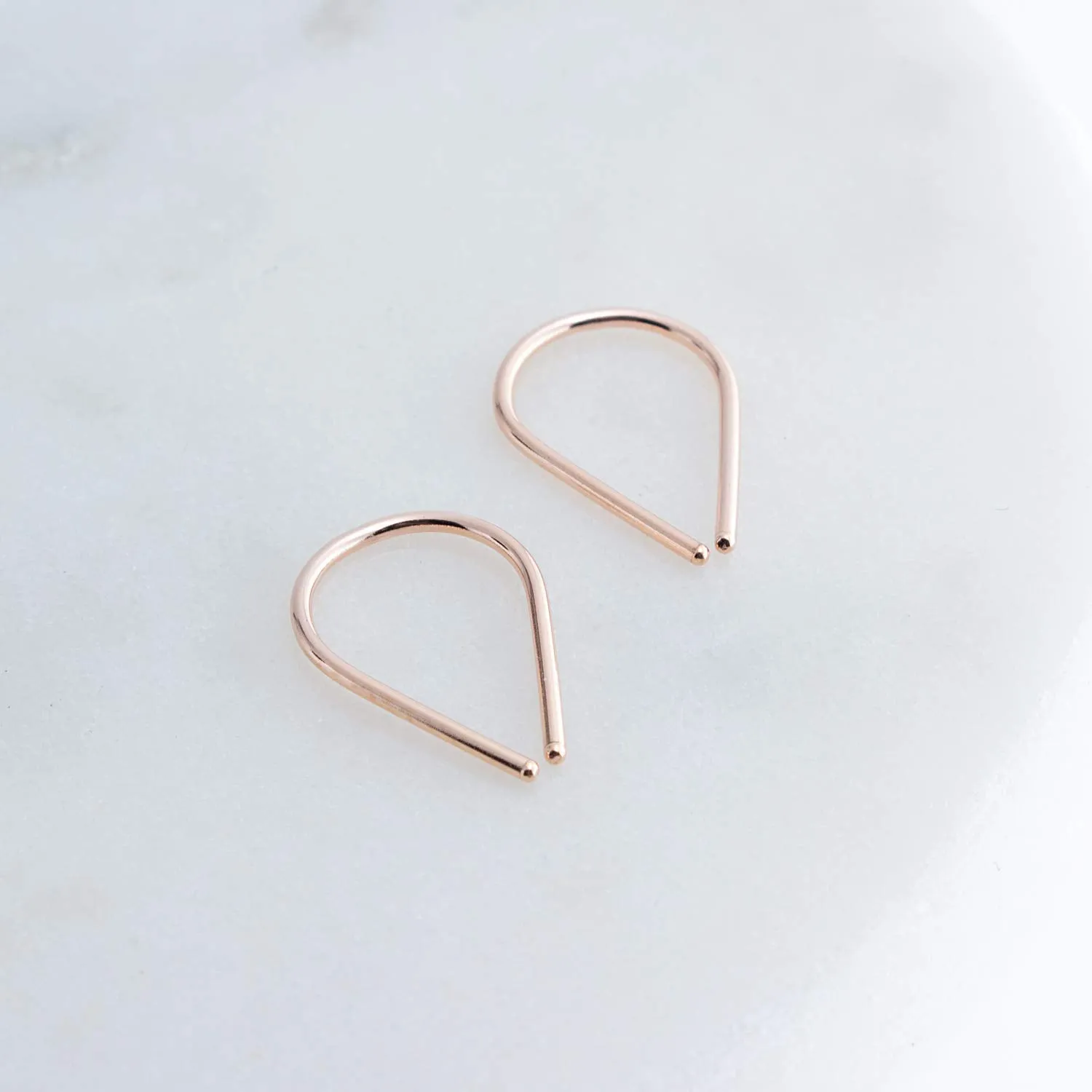Sol and Venus Effortlessly Chic Thin Teardrop Huggie HoopsRose Gold Filled Earrings