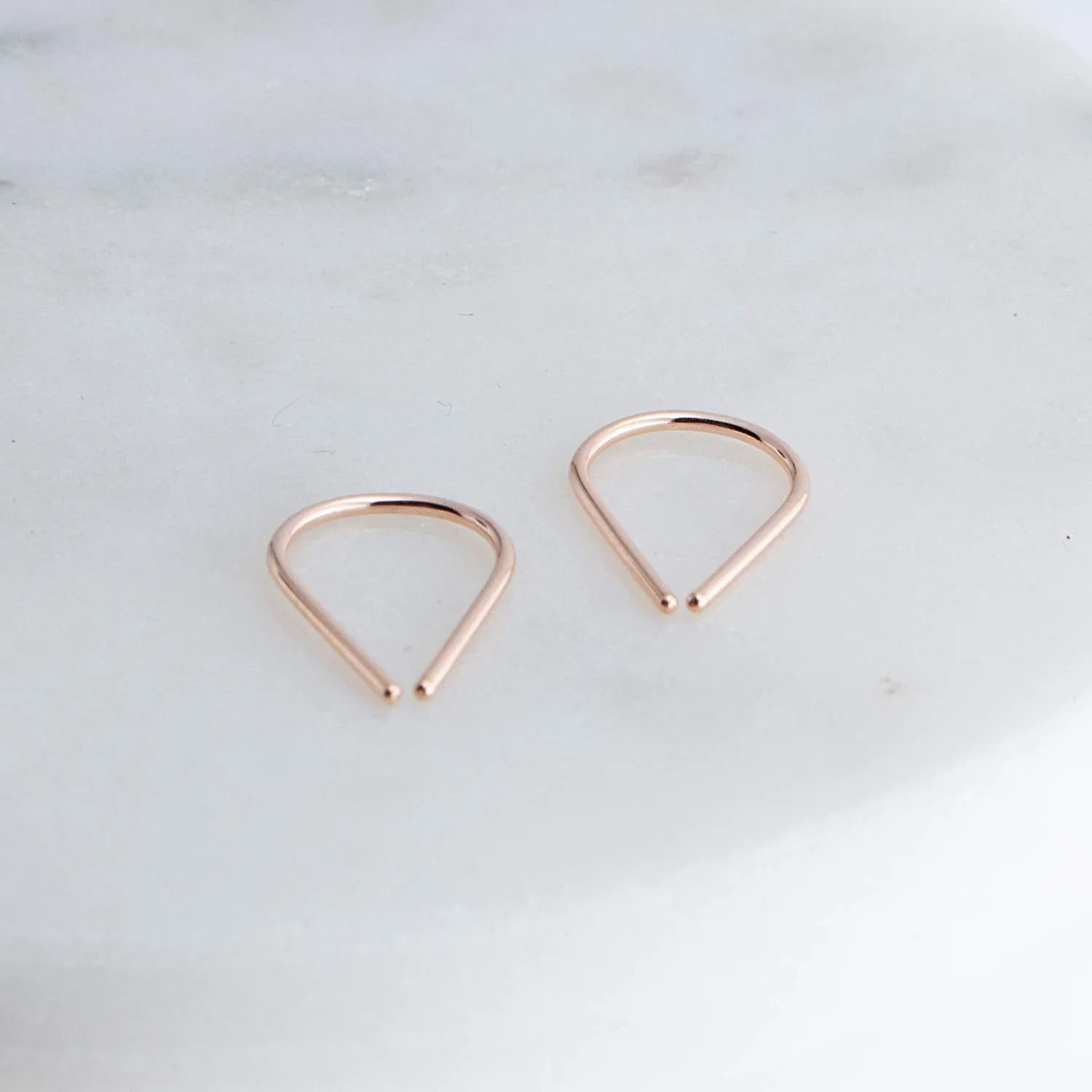 Sol and Venus Effortlessly Chic Thin Teardrop Huggie HoopsRose Gold Filled Earrings
